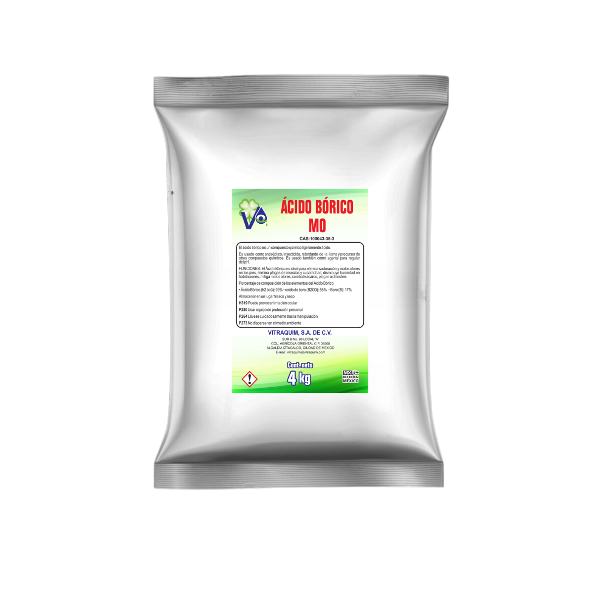 Ácido Bórico Mo Vitraquim Materia 4 kilo