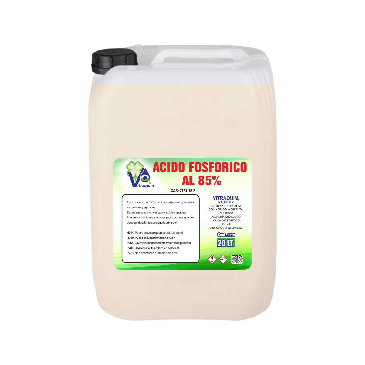 Hidroponia Acido Fosforico Al 85% Vitraquim 20L
