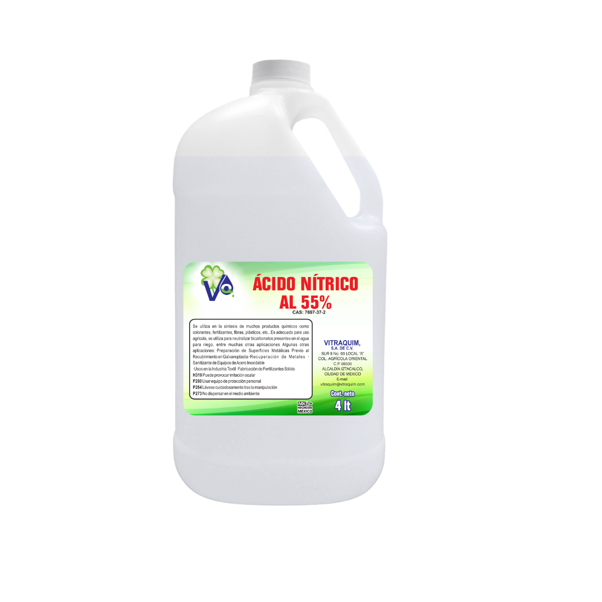 4 litros Acid Nitrico Al 55% Materias Primas