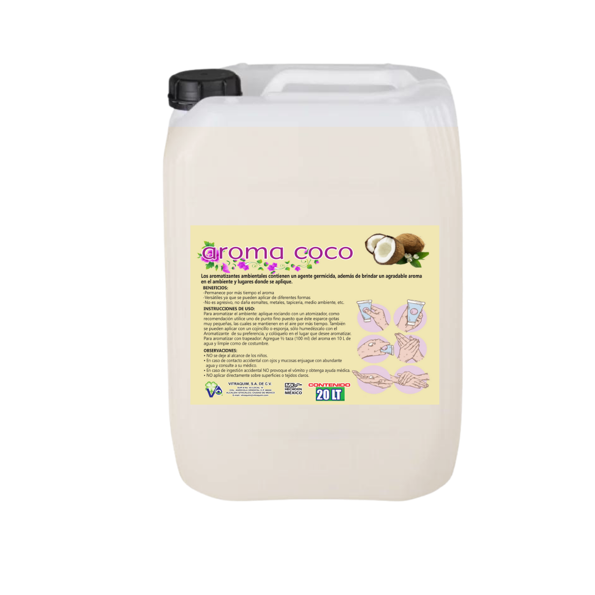 Aroma Fragancia Base Agua COCO 20 Litro Vitraquim Hogar
