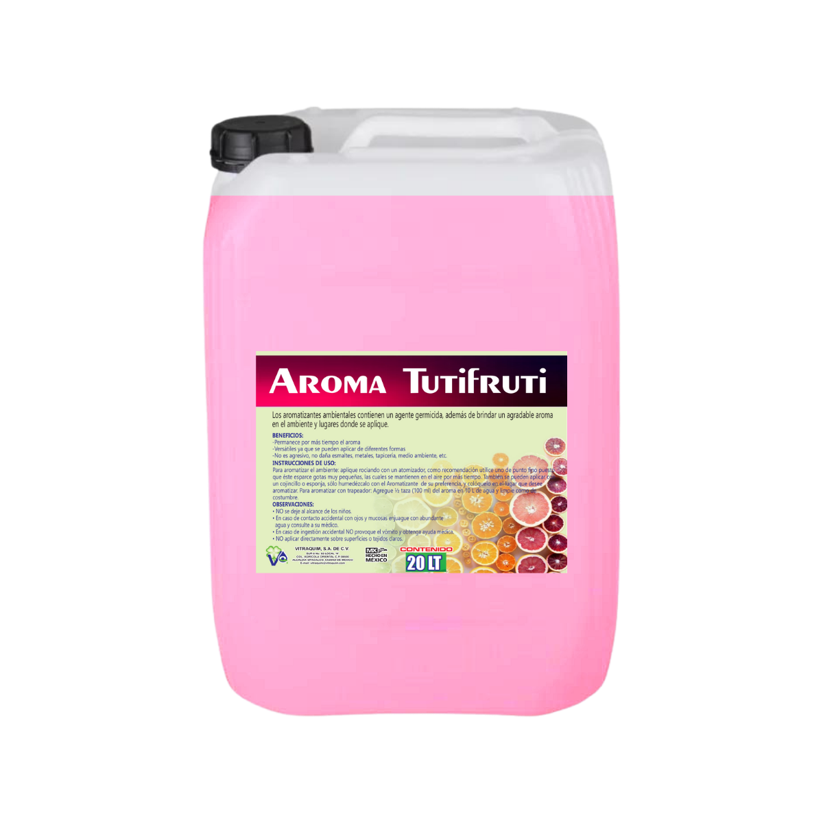 Aroma Tuti Fruti Fragancia Base Agua 20 Litro Vitraquim Hogar