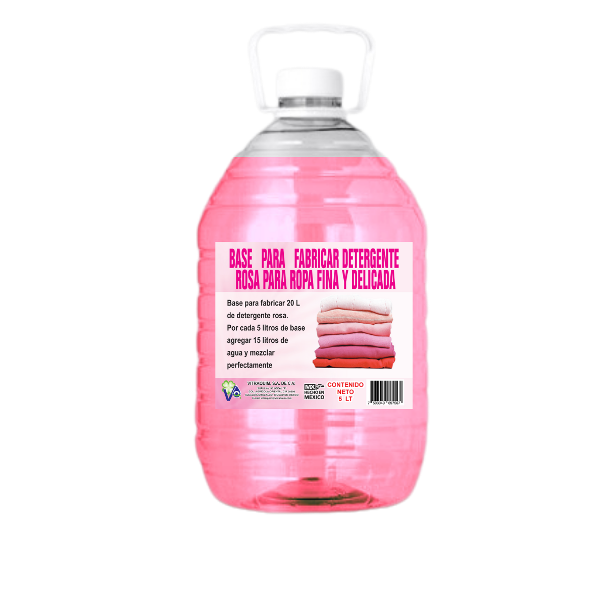 Detergente Rosa Base Para Fabricar Vitraquim 5 L
