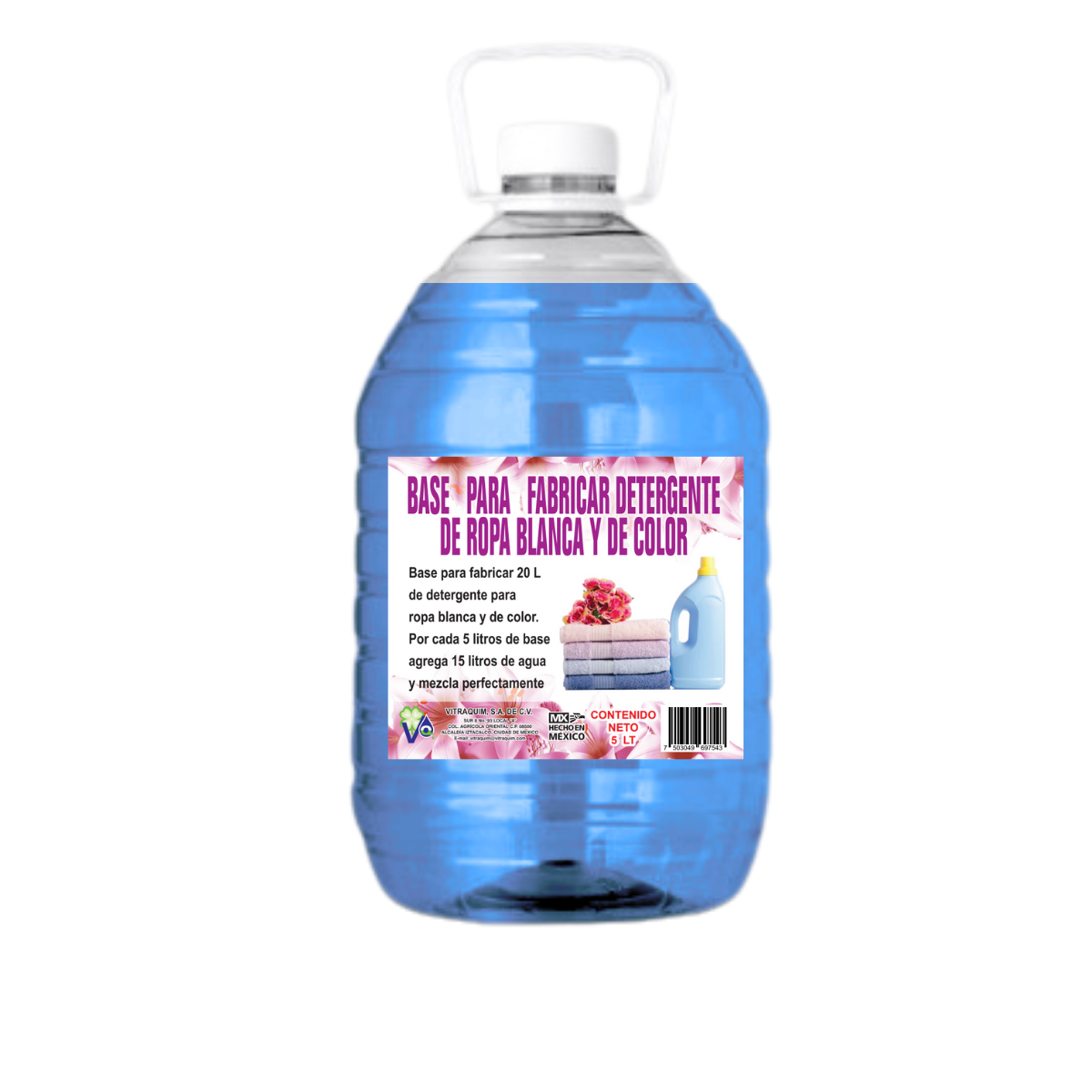 Base P/ Fabricar Detergente para ropa Blanca y de Color 5L