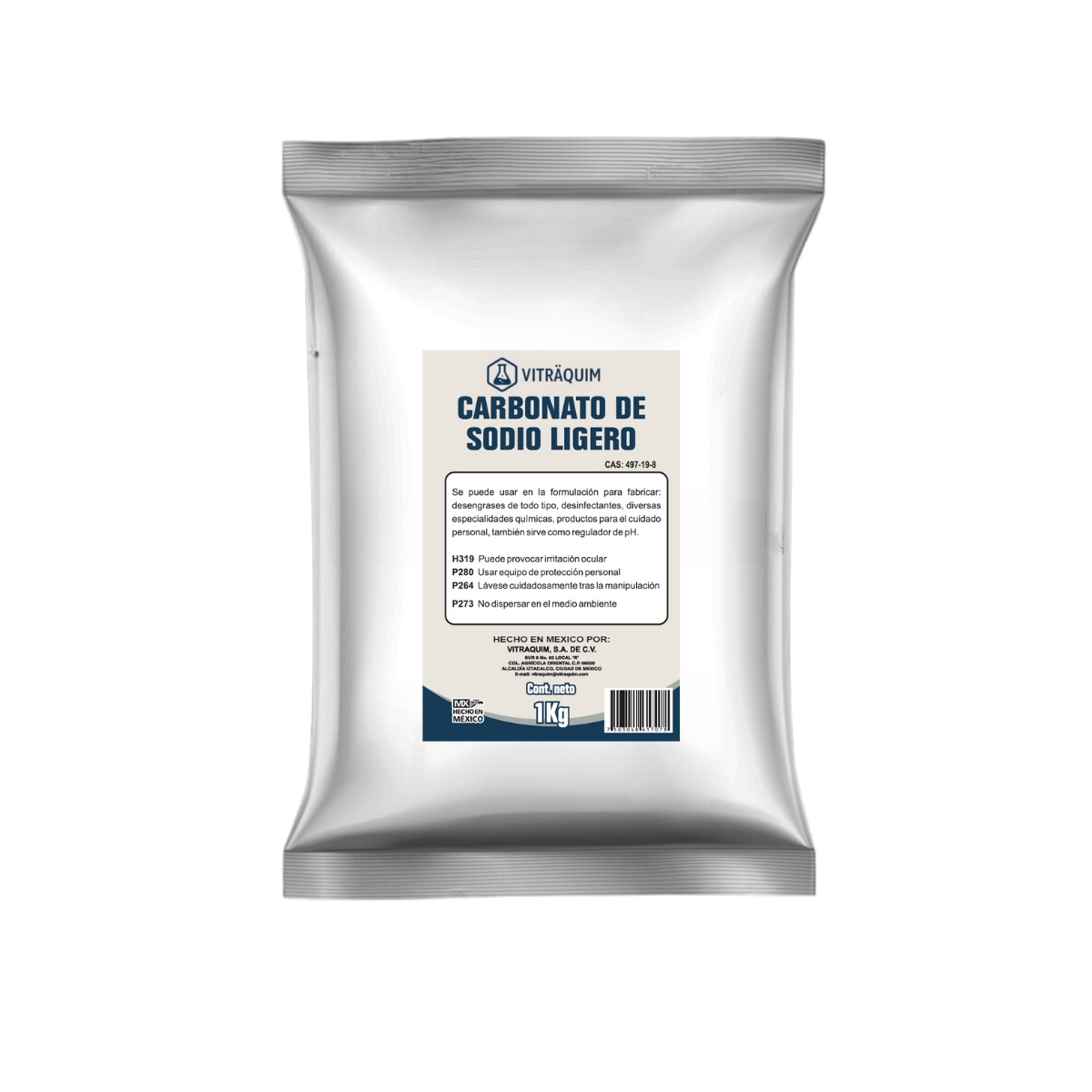 Carbonato De Sodio Ligero 1 Kilo Vitraquim Materia