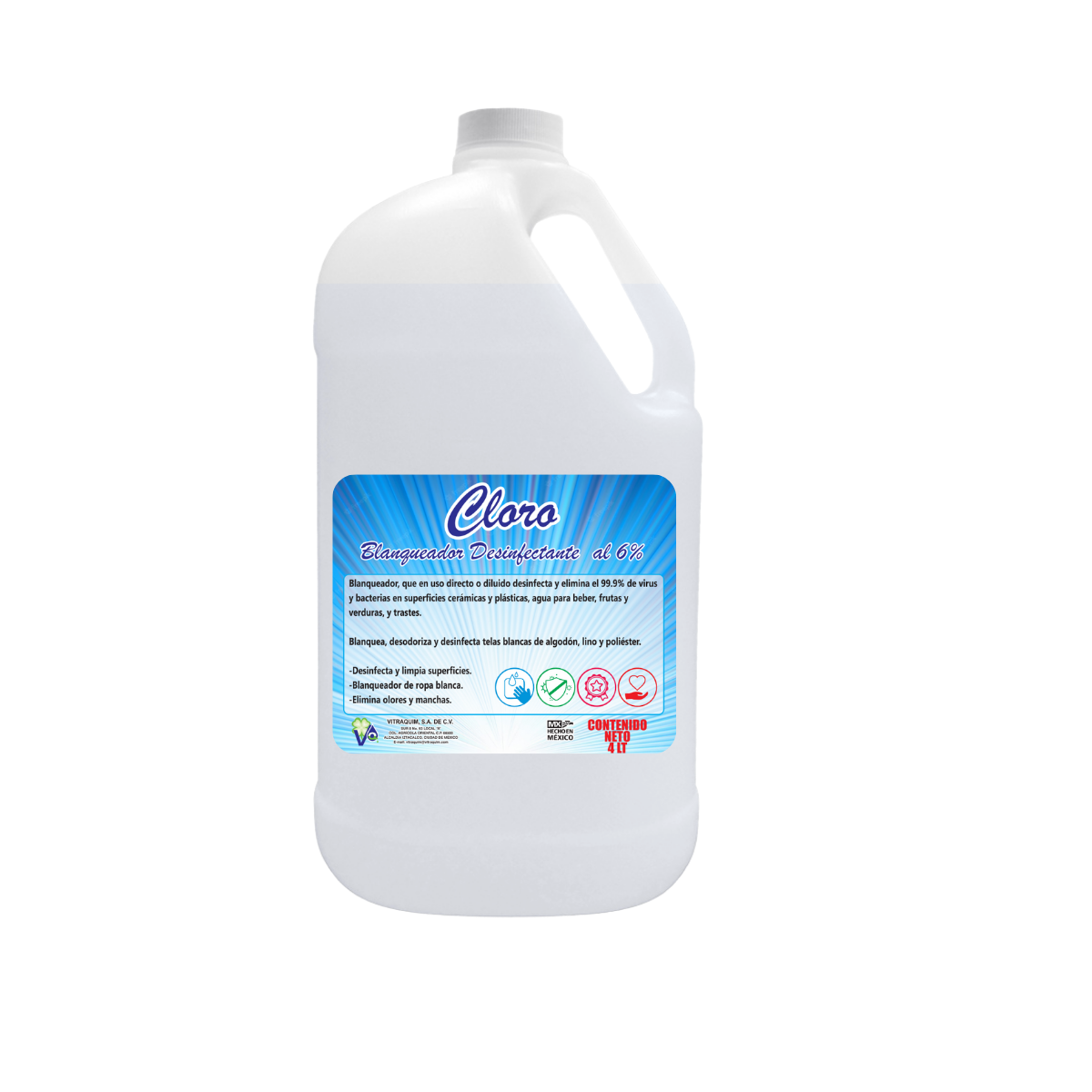 Blanqueador al 6%  Vitraquim 4 Litros