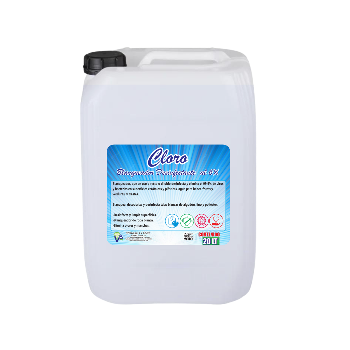 Blanqueador al 6%  Vitraquim 20 Litros