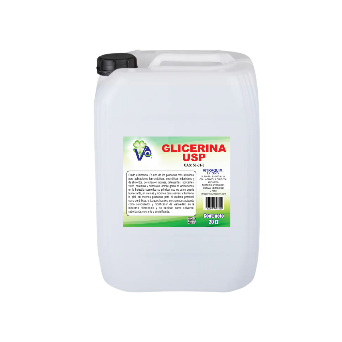 Glicerina Usp Grado Alimenticio Vitraquim 20 Litro
