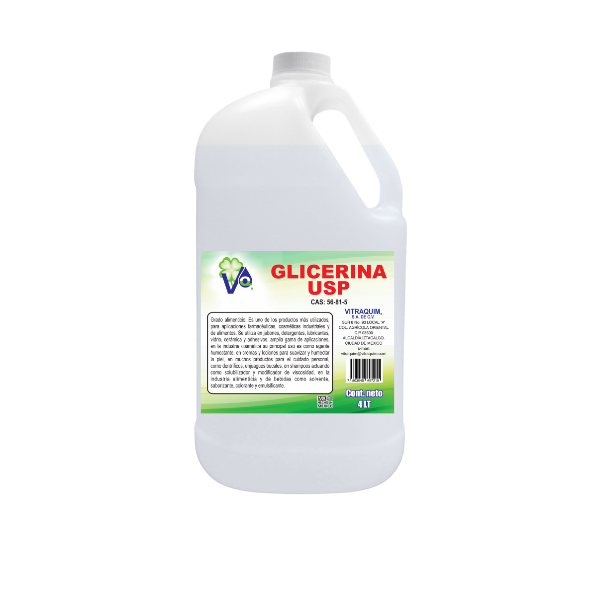 Glicerina Usp Grado Alimenticio Vitraquim 4 Litro
