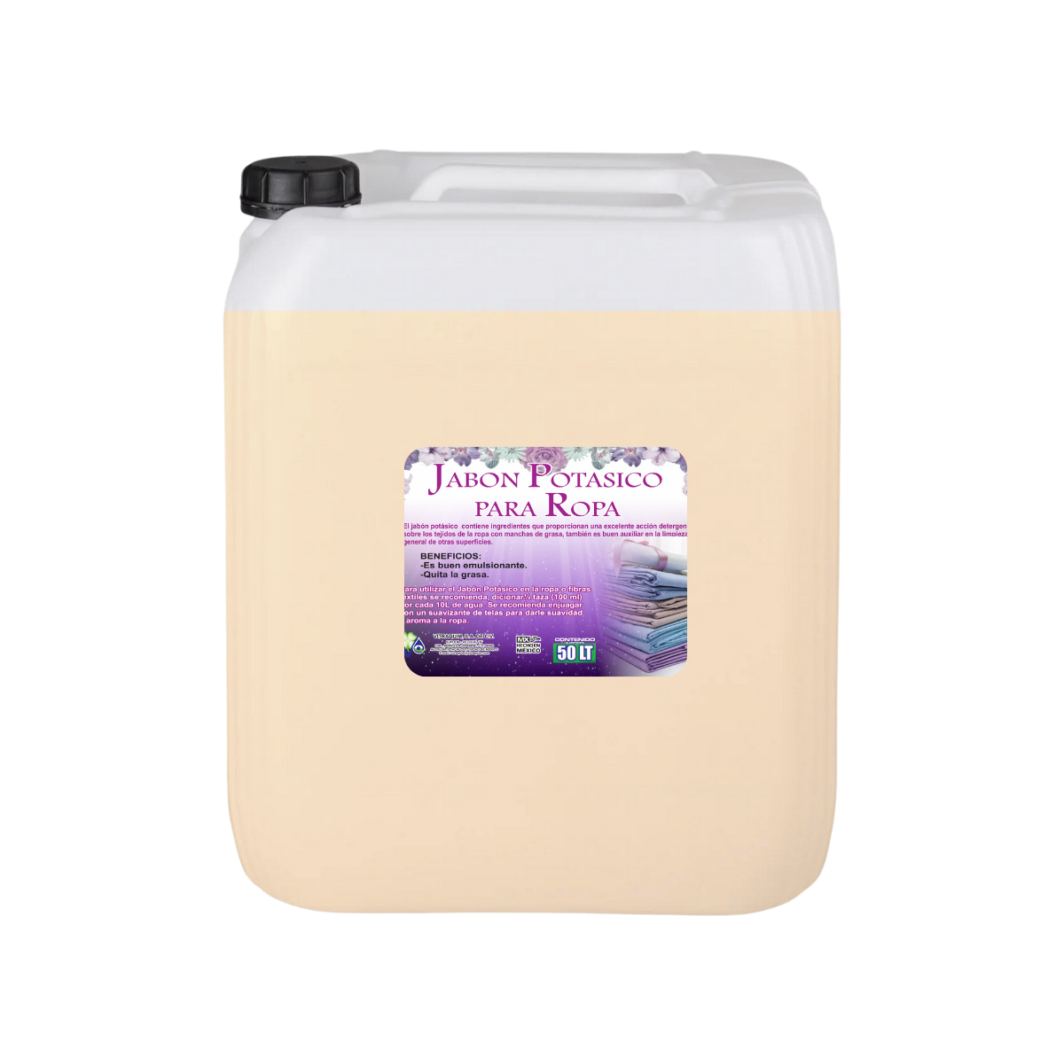 Jabon Liquido Potasico Para Ropa 50L Corta Grasa Hogar