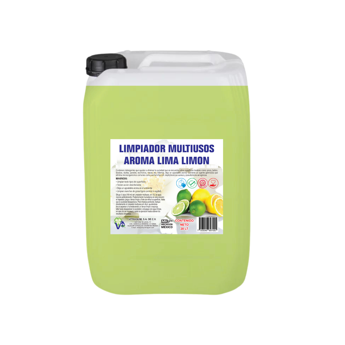 Limpiador Multiusos Lima-limon 20 Litro Hogar