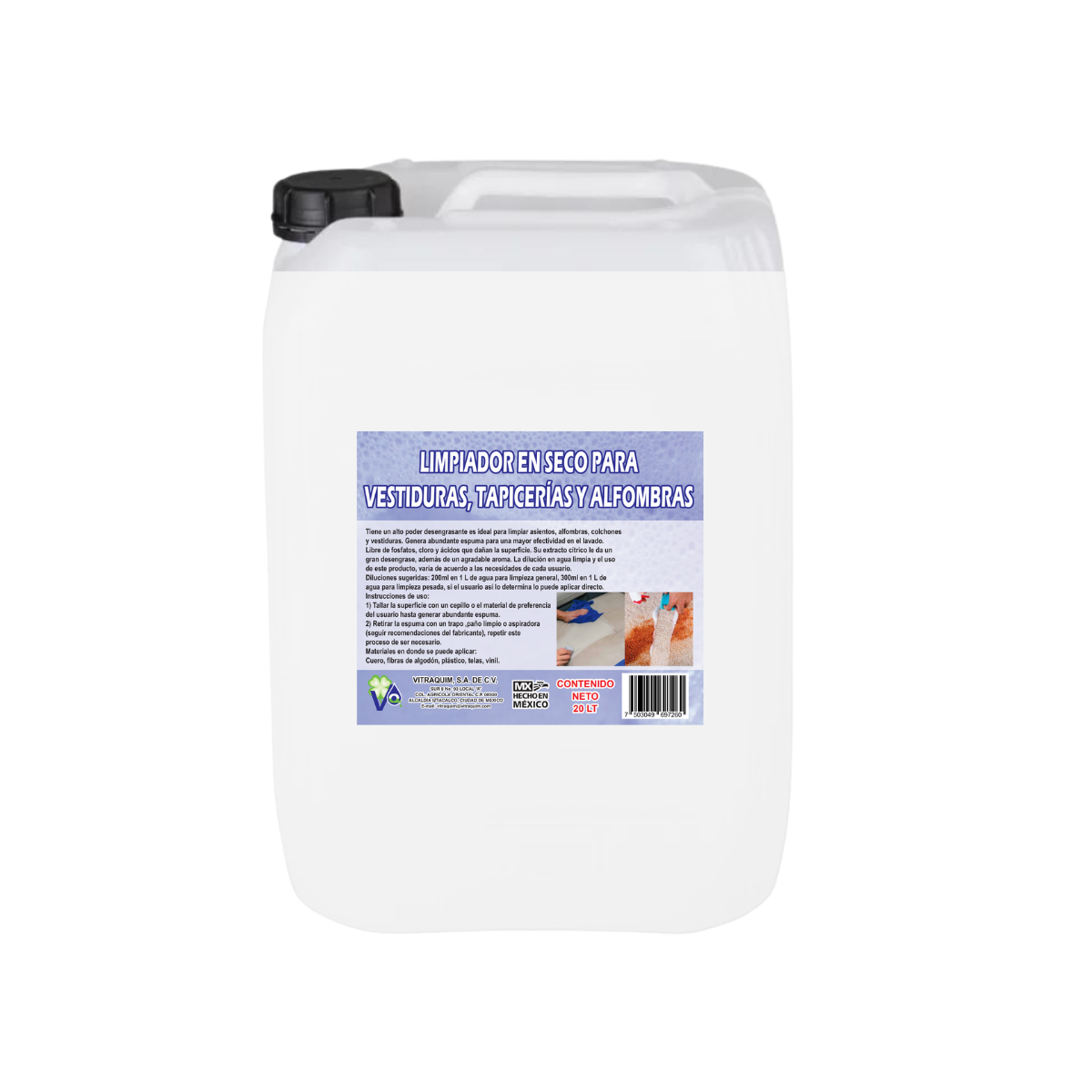 Limpiador En Seco Para Vestiduras Y Tapiceria 20 Litro Hogar