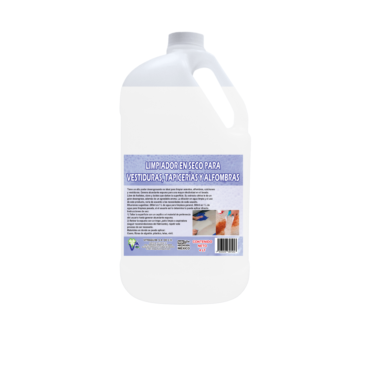 Limpiador En Seco Para Vestiduras Y Tapiceria 4 Litro Hogar