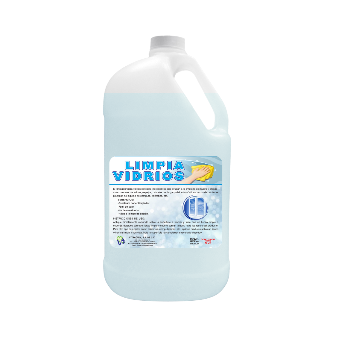 Limpia Vidrios 4litro Para Vidrios Y Cristales Hogar