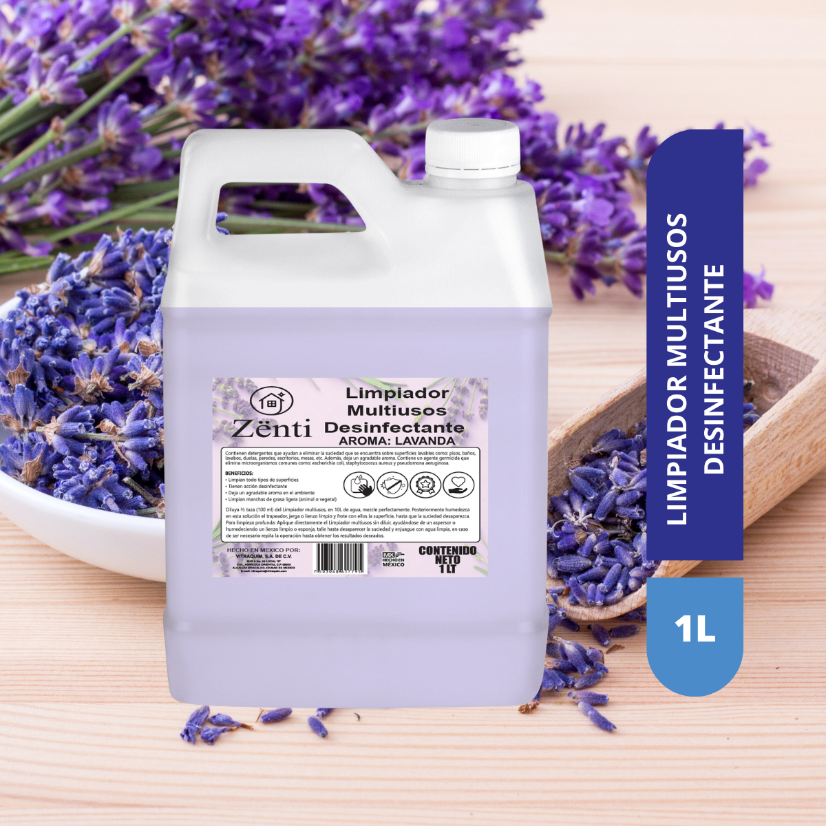 Limpiador Multiusos Desinfectante LAVANDA 1l b