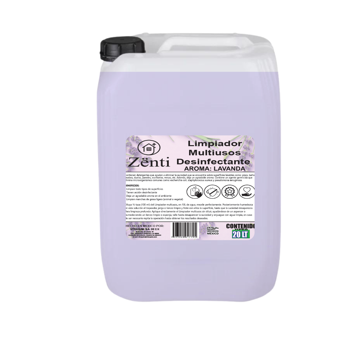 Limpiador Multiusos Desinfectante Lavanda Vitraquim 20L