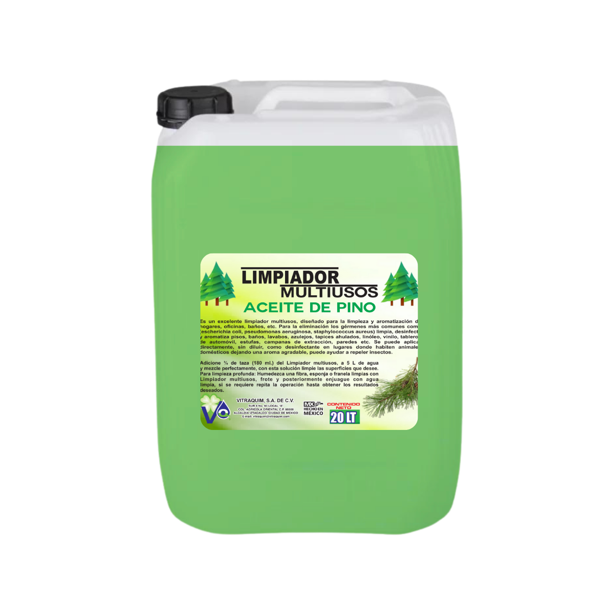 Limpiador De Pino Concentrado Vitraquim Hogar 20 Litro