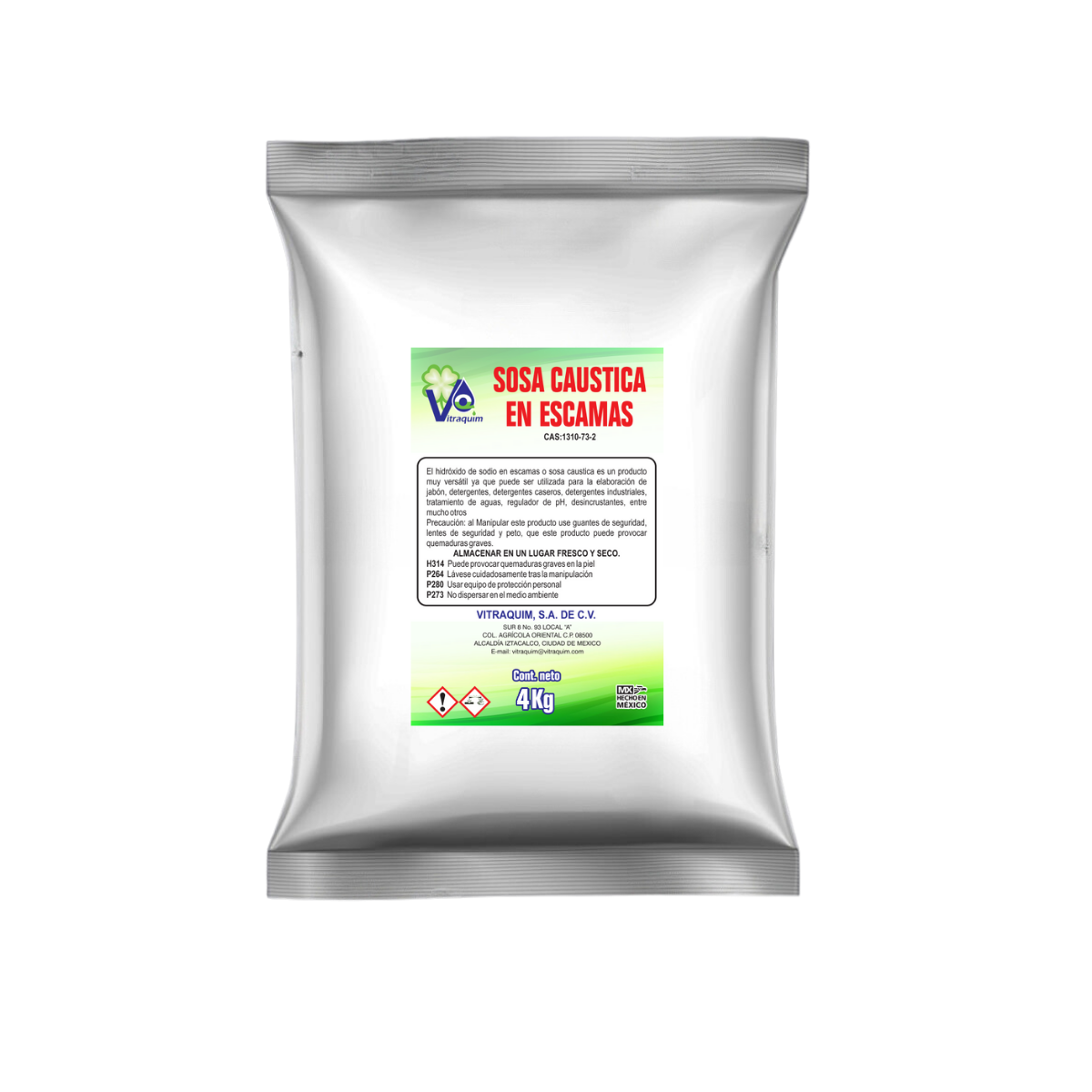 Sosa Caustica En Escamas Vitraquim Materia 4 Kilo
