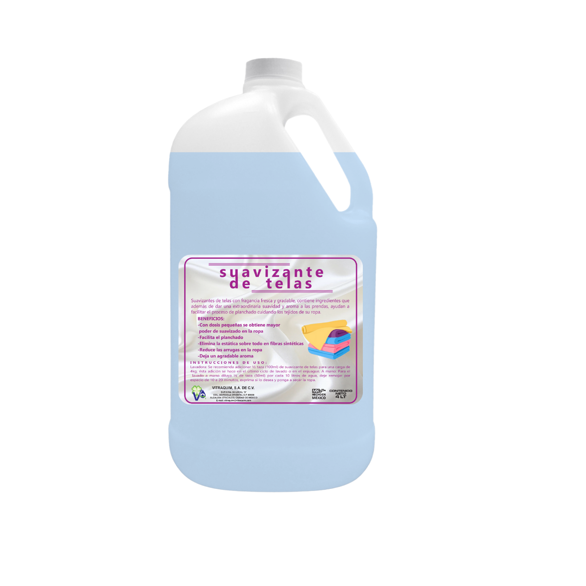 Suavizante De Telas Aroma Jazmin 4 Litros Vitraquim Hogar