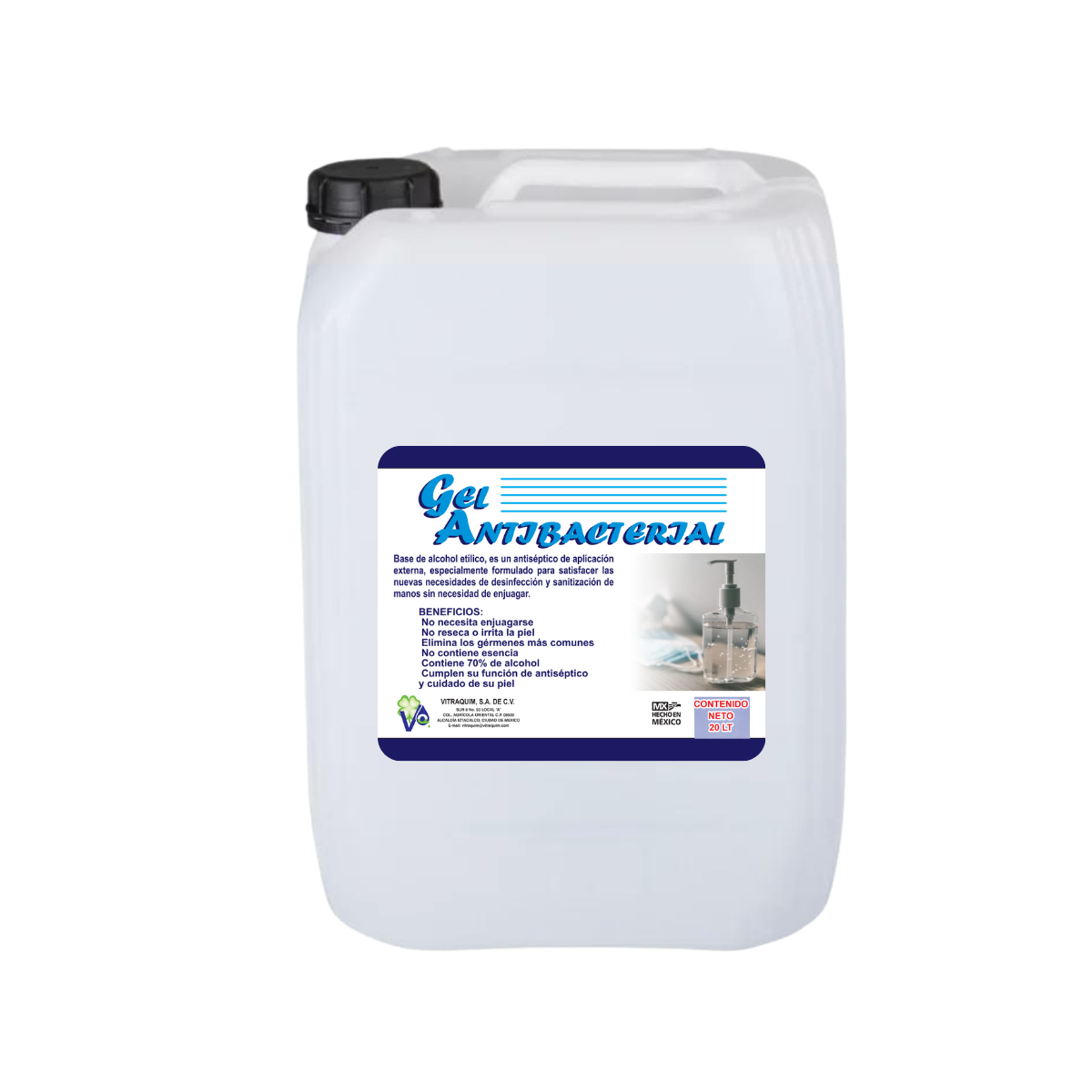 Calidad Premium Gel Antibacterial Para Manos Vitraquim 20lt