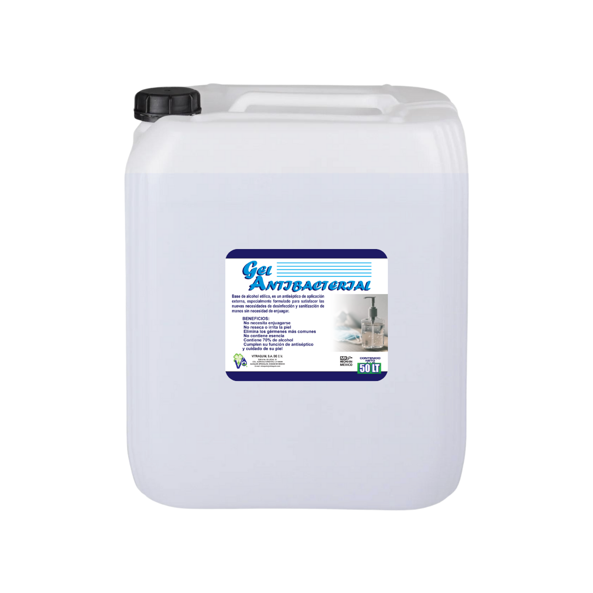 Calidad Premium Gel Antibacterial Para Manos Vitraquim 50lt