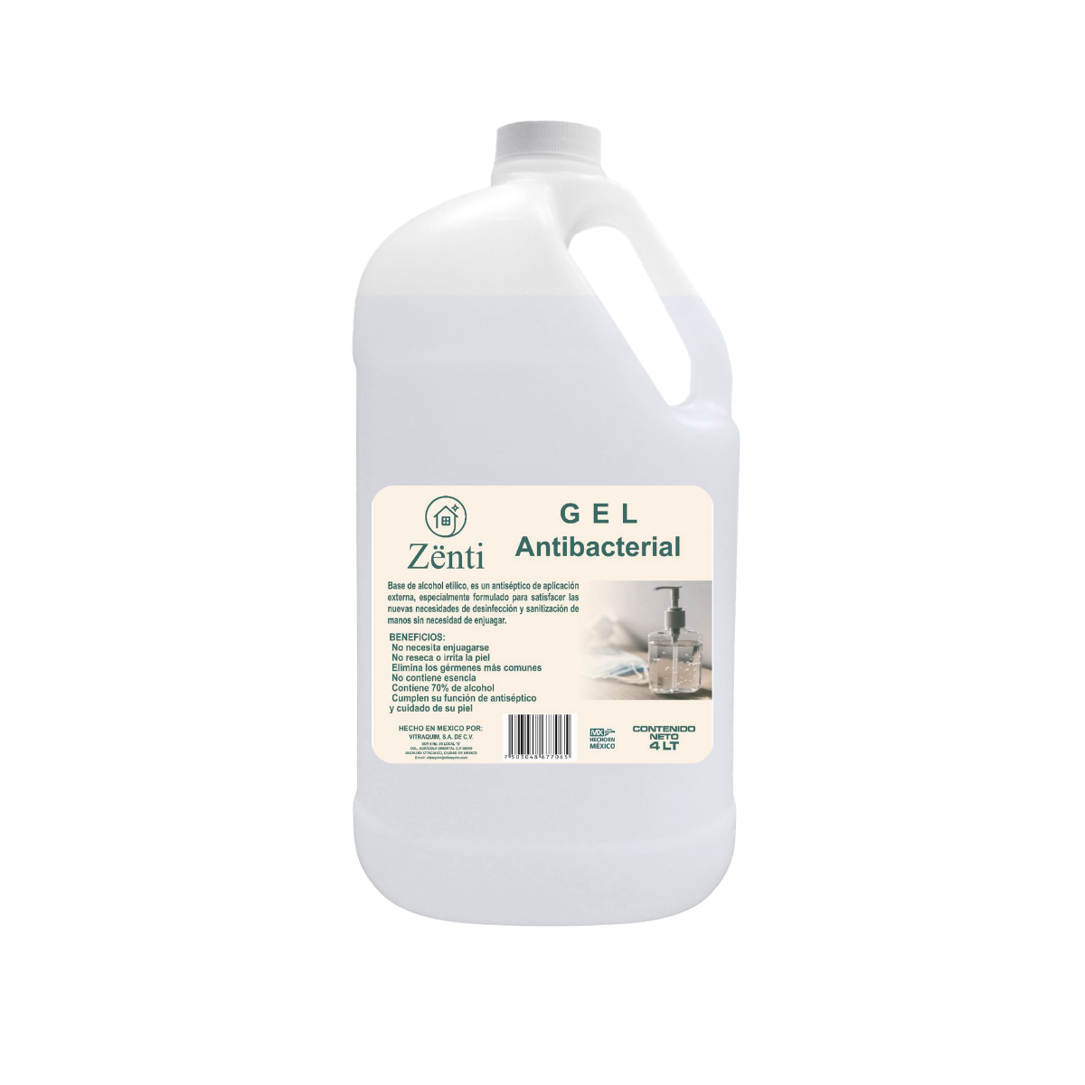 Calidad Premium Gel Antibacterial Para Manos Vitraquim 4lt