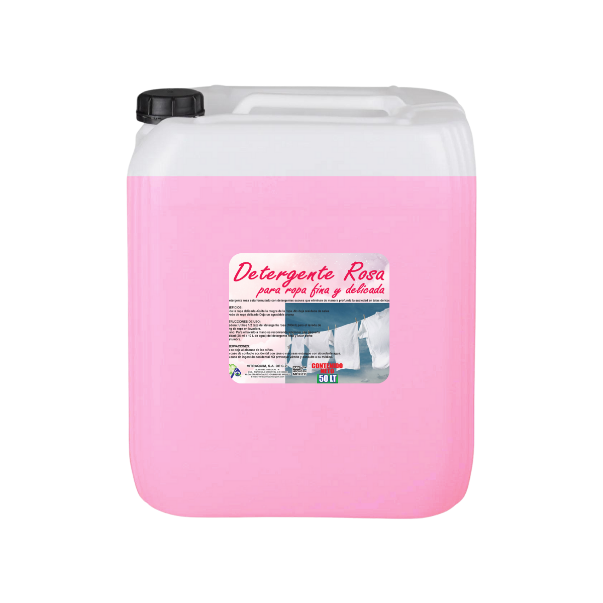 Detergente Rosa para ropa Fina y Delicada Vitraquim 20l