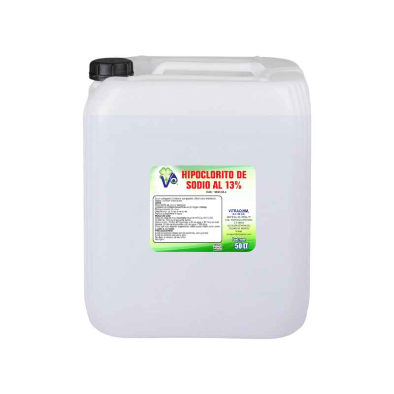 50 Litros De Hipoclorito De Sodio Al 13% Vitraquim Materia