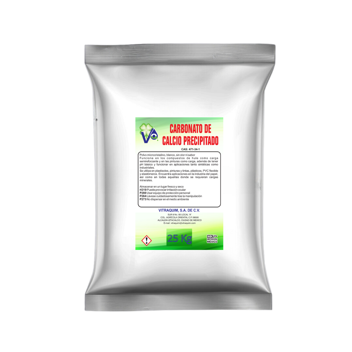 Carbonato de calcio Precipitado Vitraquim 25k