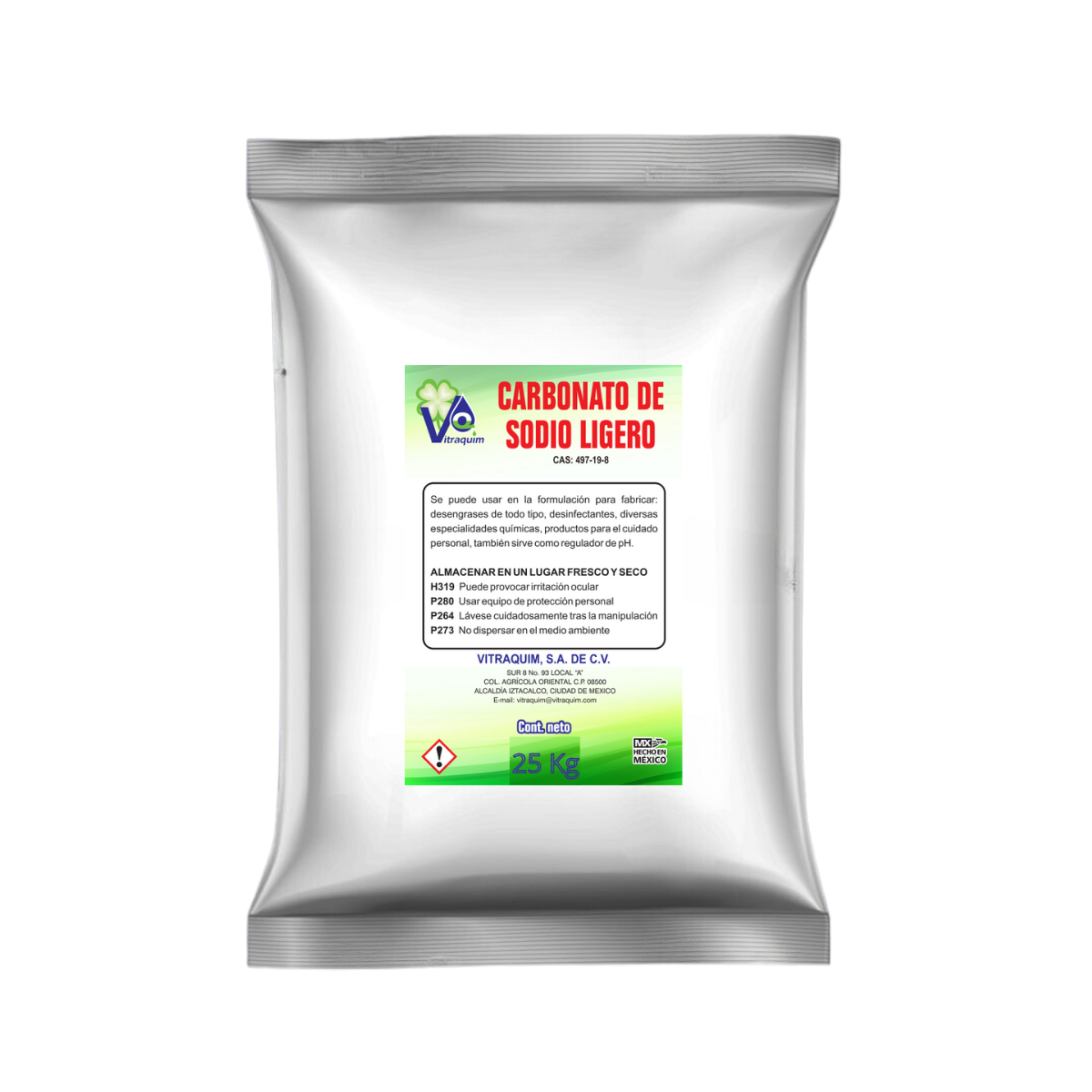 Carbonato De Sodio Ligero 25 Kilo Vitraquim Materia