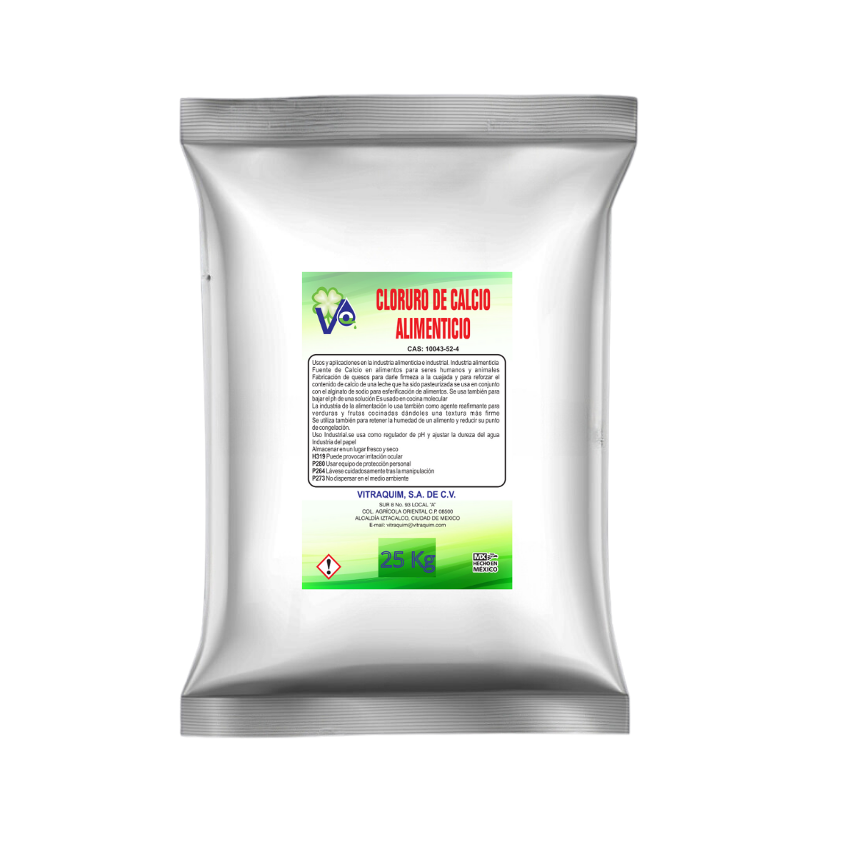 Cloruro De Calcio Alimenticio Vitraquim 25 Kg