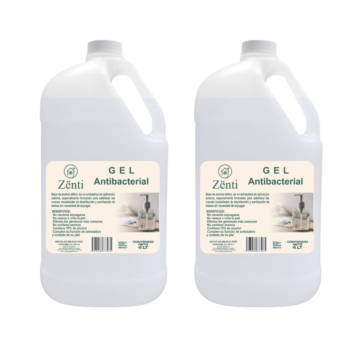 Calidad Premium Gel Antibacterial Para Manos Vitraquim 8 litros